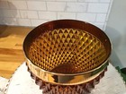 Vintage Amber Diamond Indiana Glass Ice Bucket Gold Rim Bottom Only Planter