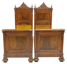 Antique Beds   Pair   2  Italian  Carved  Walnut   Mahogany  19th C    1800s  