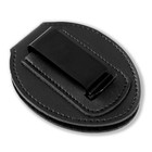 Police Badge Holder - Cowhide  Universal  Black  Law Enforcement  Metal Clip    