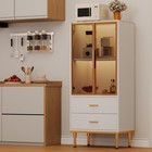 Fluted Pantry Cabinet With Glass Door  modern Display Sideboard Storage Cabinet