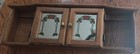 Vintage Etched Floral Stained Glass Mirror With Wooden Frame Cabinet And Shelf