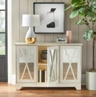 White Cabinet Accent Storage Mirrored Door Table Glam Console Room Living Bed