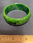 Vintage Rare Bakelite Marbled Green 1 Wide Mid-century Modern Bangle Bracelet