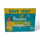 Pampers Swaddlers Newborn Size 0 Up To 100  Leakproof Skin Protection 174-count