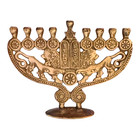 Vintage Brass Hanukkah Menorah 9 Branch Lions Of Judah Israel Judaica Hanukkiah