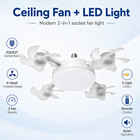 50cm Drone Ceiling Fan Light   E27 B22 Remote Dimmable 3 Color Quiet Led Fan