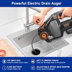 Dominox 25ft Electric Drain Auger  18v 2 0ah Snake Drain Hair Removal Tool