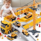 Kids Construction Truck Toys Set W Crane Excavator Forklift Bulldozer Dump