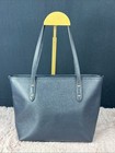 Coach City Zip Tote Crossgrain Leather Navy Blue Gold Hardware F22967 - Euc