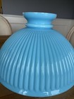 Aladdin Parlor Cased Glass Lamp Shade Blue Ribbed 14    Fitter Antique - Great 