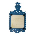 Ceramic Floral Tile   Cast Iron Trivet Blue Green Mcm Floral Vintage Japan 1970s