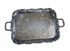 Vintage Silver Plated Tray  Large  Ornate  Chased  Footed  27 5 