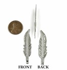 6 Vintage Silver Plated Steel Large Bird Feather 45x11mm  Bead Pendants 5643