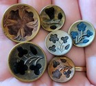 Antique Lot Of 5 Buttons Fabric In Metal   Perfume Buttons