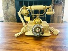 Vintage French Provincial Brass   Cream Working Rotary Desk Telephone