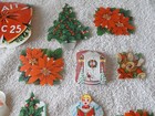22 Vintage Unused Christmas Stickers Gift Tags Placecards Scrapbook Crafts-retro