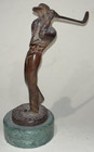 Vintage Bronze  Golfer  Sculpture   Trophy  9-1 4 Inches Tall 