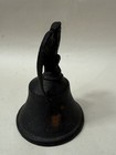 Vintage Cast Iron Bald Eagle Hand Bell Black Finish Rustic Americana Open Wings