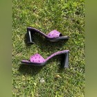 90s   Y2k Vintage Via Spiga Purple Ostrich Heeled Mules