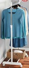 Adjustable Rolling Garment Rack Metal Chrome  White  Easy Installation