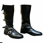 Medieval Style Long Shoes Black Color Pure Leather Shoe Men Boot Genuine  D01 04