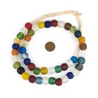 Multicolor Recycled Glass Beads 14mm Ghana African Sea Glass Round Large Hole