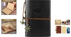 Embossed Black Leather Journal A6 - Refillable Travel Diary For Creatives