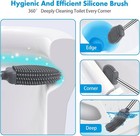 Toilet Brush  Silicone Brush And Holder Set  Flexible White 