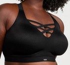 Victoria s Secret Vsx Lightweight Mesh Plunge Sports Bra  Black  M-dd  Nwt 
