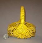 Old Antique Vtg Ca 1930s Miniature Basket Original Yellow Paint Excellent Mini