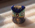 Vintage Enamel Mixed Material Cloisonne-style Sewing Thimble Blue Green
