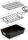 Turkey Roasting Pan With Rack Ceramic Non Stick Carbon Steel Roaster Black 
