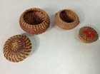 2 Vintage Woven Lidded Native American Basket s Coushatta Pine Needle Basket