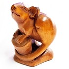 Y8819 - 2   Hand Carved Boxwood Netsuke    Lovely Wealthy Mouse