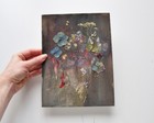 Pressed Flower Artwork On Dark  Botanical Herbarium Dried Leaves Art