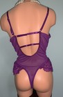 New Glossy 2nd Skin Satin Teddy Bodysuit 1x Frilly Lacy Girly Thong Panty