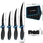 Flissa 5   6   7   9   Fillet Knife Cutting Notch Non-slip Handle W black Sheath