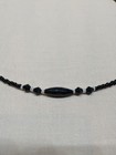 Black Beaded Eyeglass Holder Chain Glasses Lanyard Cord Silver Tone Accents