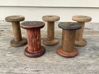  5  Rustic Vintage Primitive Textile Mill Wooden Spools  Bobbins 3-4  Tall J4