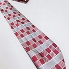 Cheney Cravats Vintage Wide Necktie Geometric Grid Red Gray 1940s 50s Os