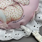Vintage Baby Bunny Pillow Pink Eyelet Lace Trim 1984 Morehead Nursery Decor