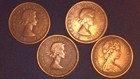 1962- 1963- 1964- 1965 Canadian Pennies One Cent 1 Canada Coin 