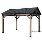 Aoodor 10 x 12  Hardtop Gazebo Outdoor Cedar Wooden Frame With Waterproof Socket