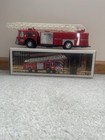 Vintage 1986 Hess Toy Red Fire Ladder Truck Bank In Original Box
