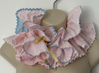 Handmade Pastel Ruffle Collar Clown Ruff Rick Rack Ribbon Tie Pale Pink   Blue
