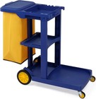 Heavy-duty Commercial Cleaning Cart  3-shelf Design With Yellow Bag   Cover Blue