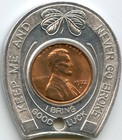 1972d Elko  Nevada Nv Zeke s Encased Cent Penny Good Luck Token Key Fob Tag