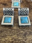Southwestern Style Sterling Silver Turquoise Pendant Necklace   Earrings Set