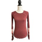 Free People Womens Waffle Knit Thermal Shirt Small Cotton Long Sleeve Cuff Boho