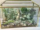 Large Glass Terrarium With Faux Greenery  Etc  Beautiful For Easter   Spring 